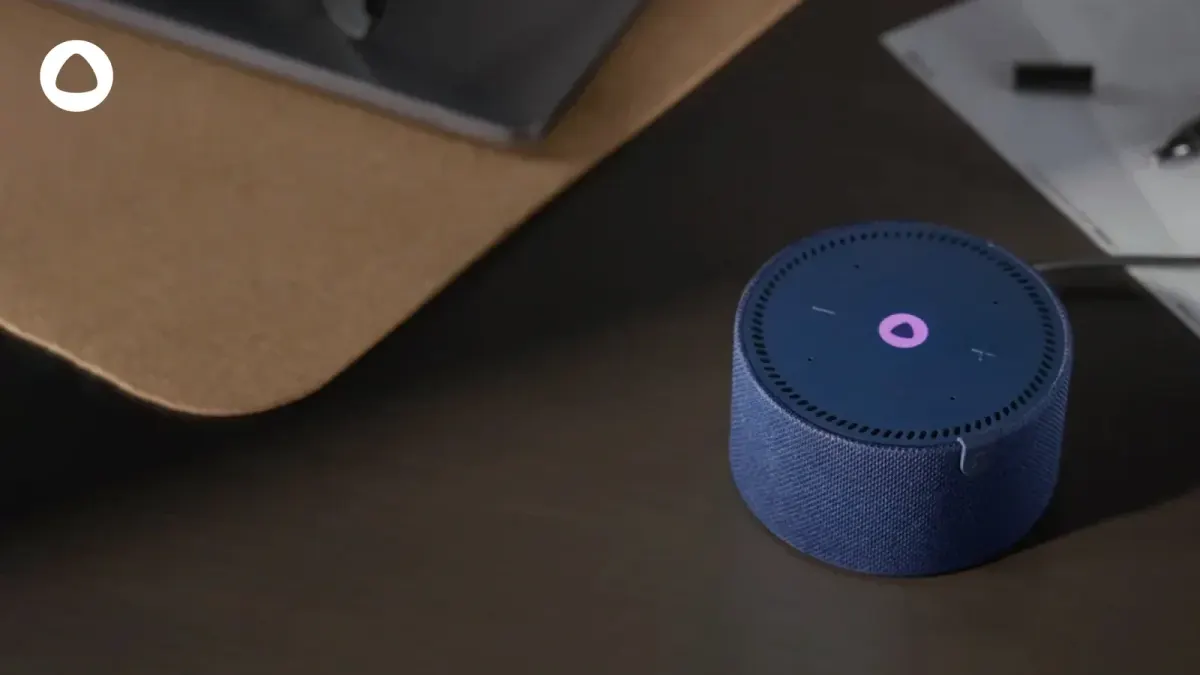 Smart speaker on a desk in a UAE home setup